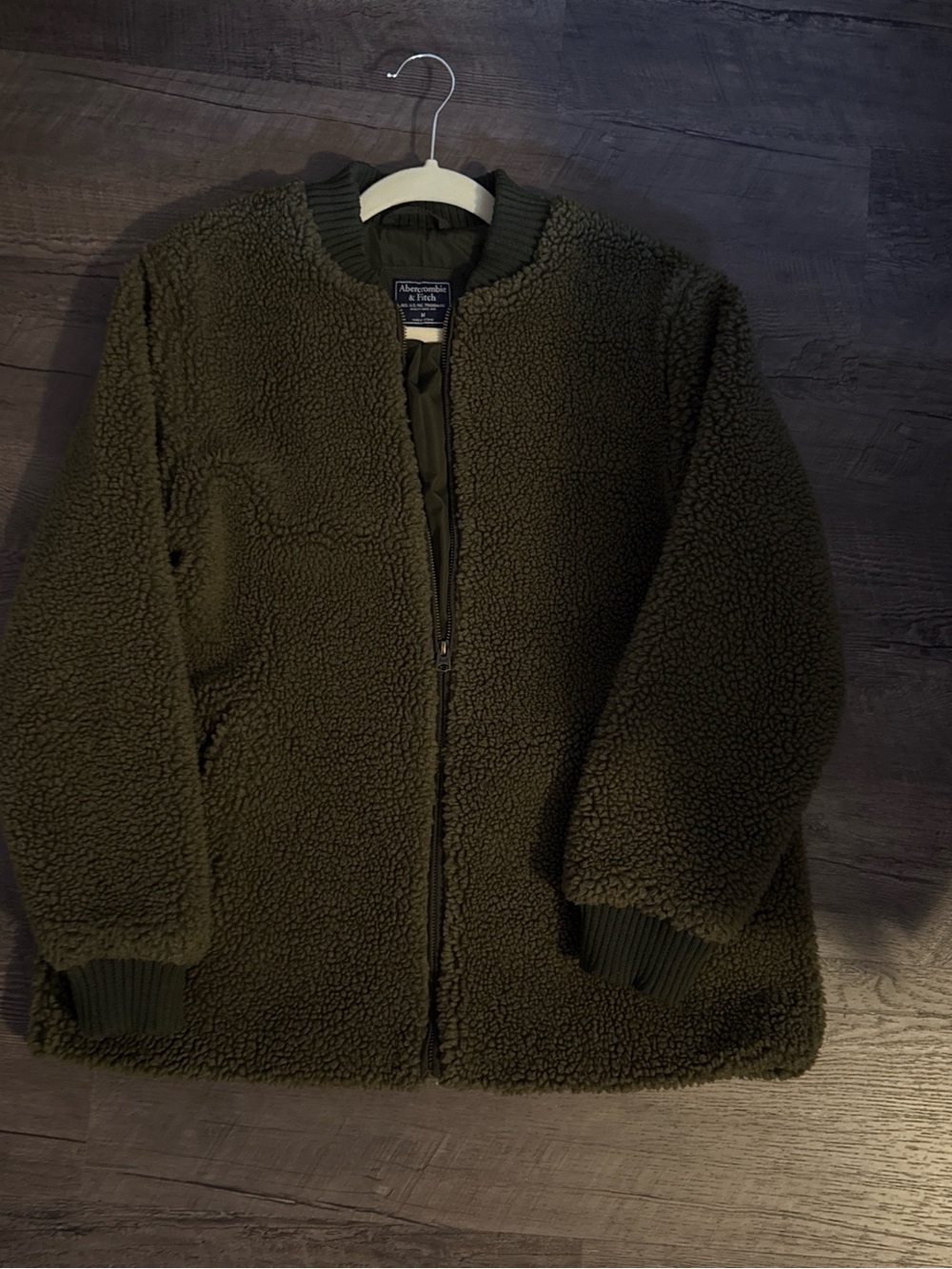Abercrombie & Fitch Olive Green Teddy Jacket